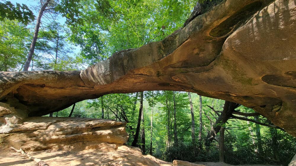 view of Princess Arch, a natural stone arch that is relatively flat on top