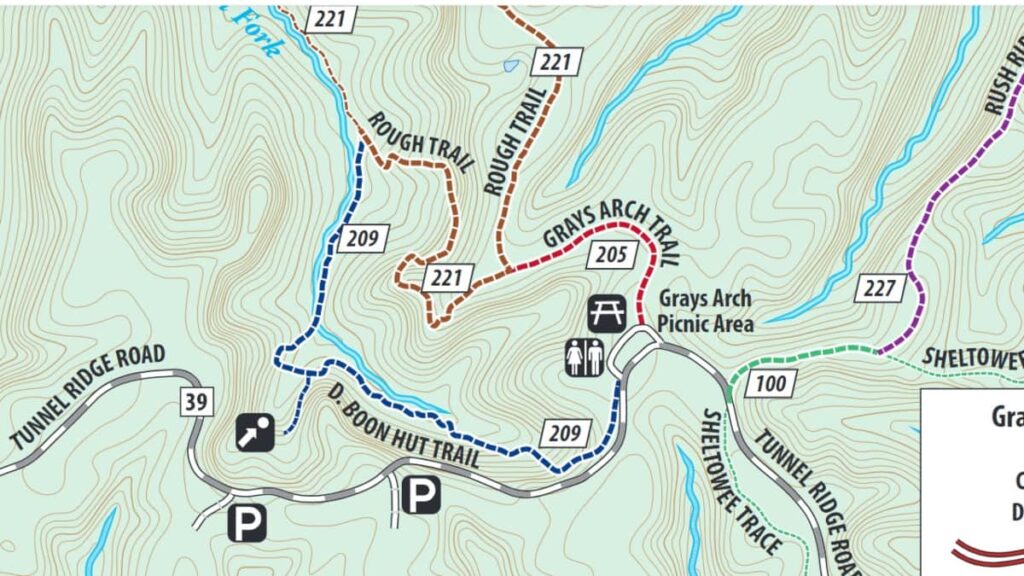 close up of the d. boone trail map