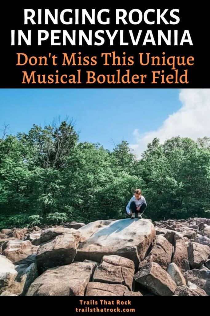 The boulder field and waterfall hike at Ringing Rocks County Park in Bucks County, PA is one of the best hikes near Philadelphia