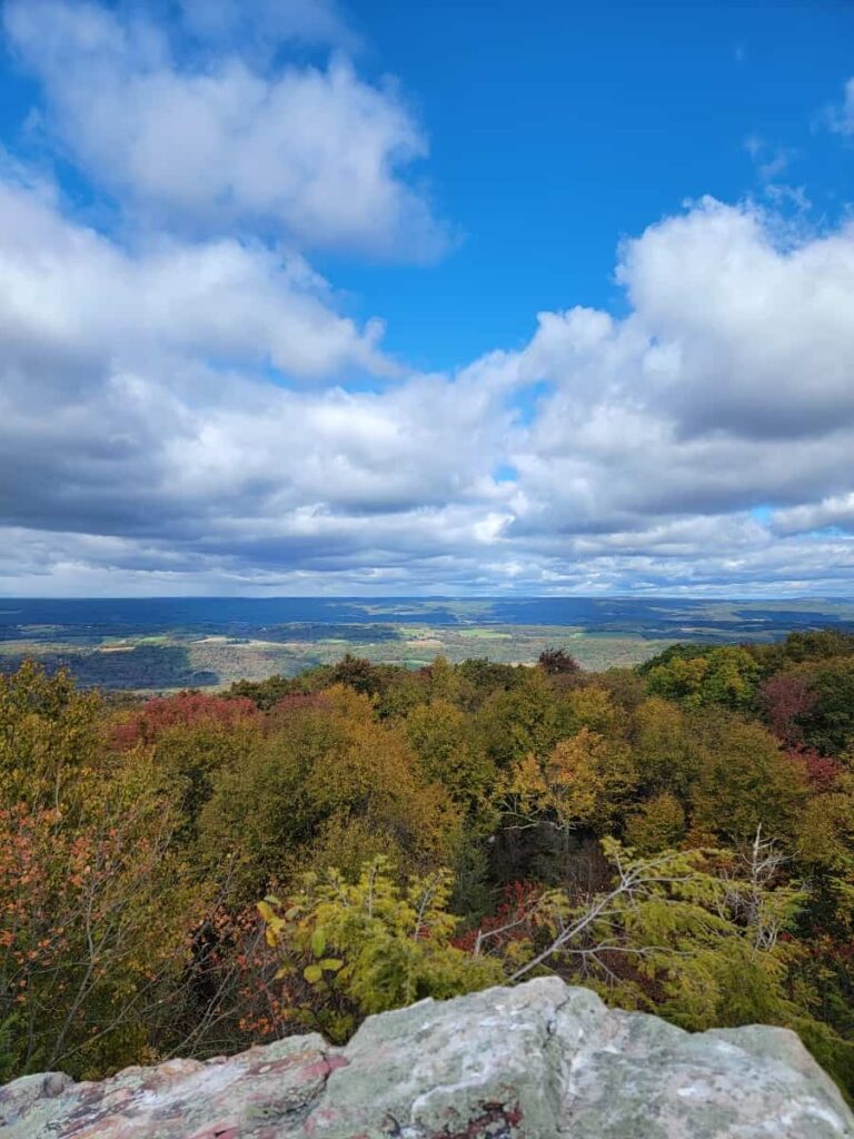 View of a valley during the early fall from an overlook