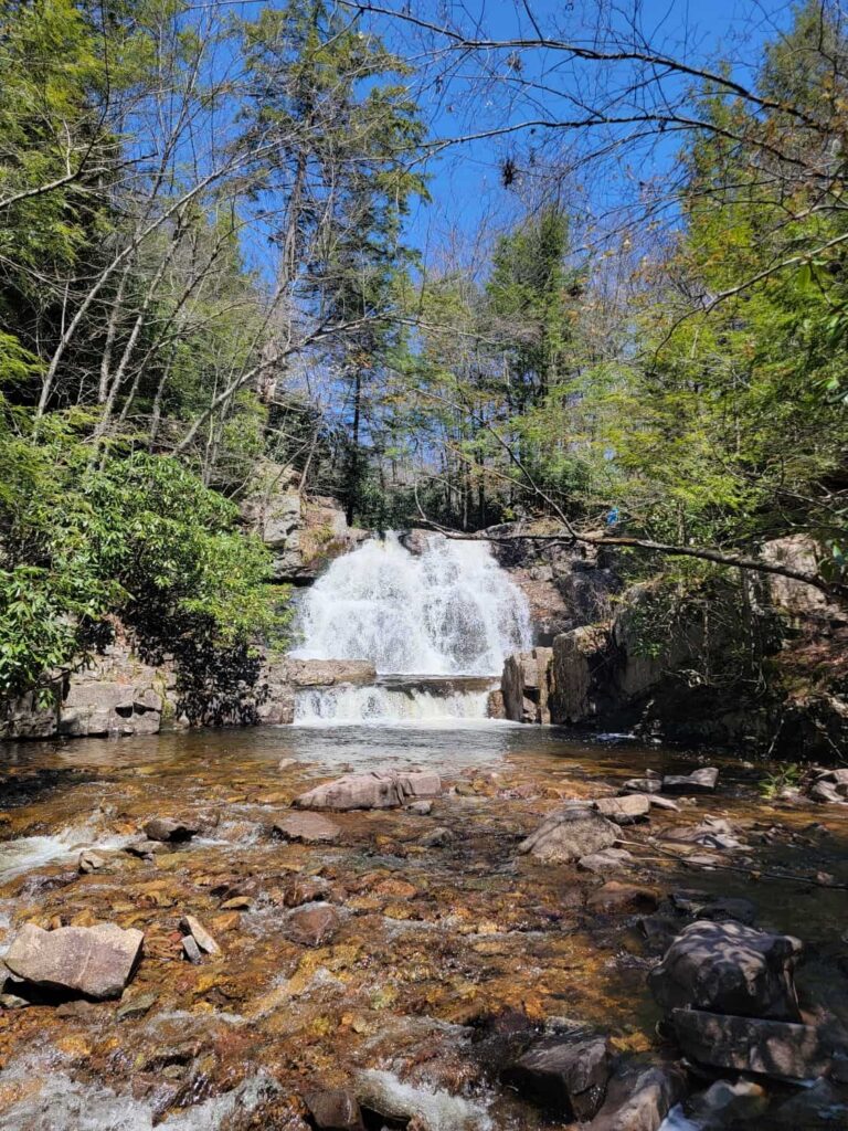 Hawk Falls is a popular waterfall hike in the Poconos