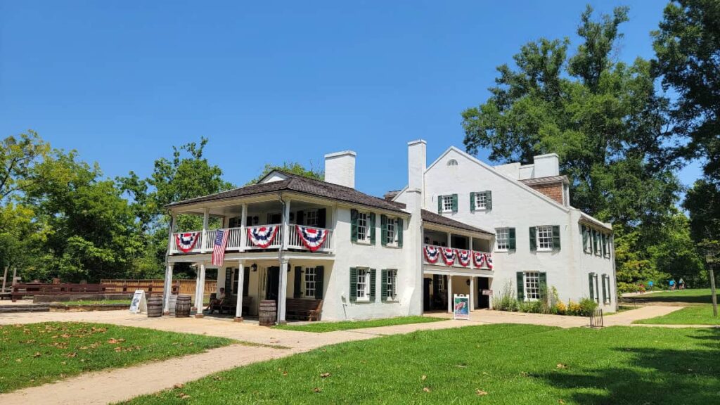 A large building is home to the Visitor Center at C&O Canal National Historical Park