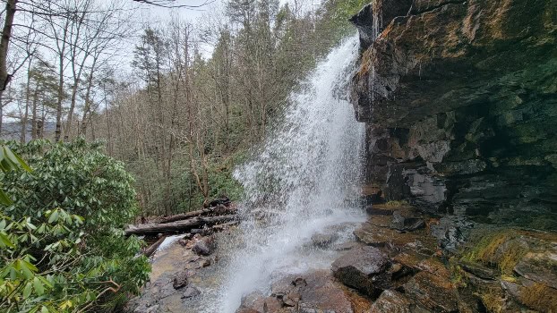 View of Cave Falls waterfall at Glen Onoko in Lehigh Gorge State Park