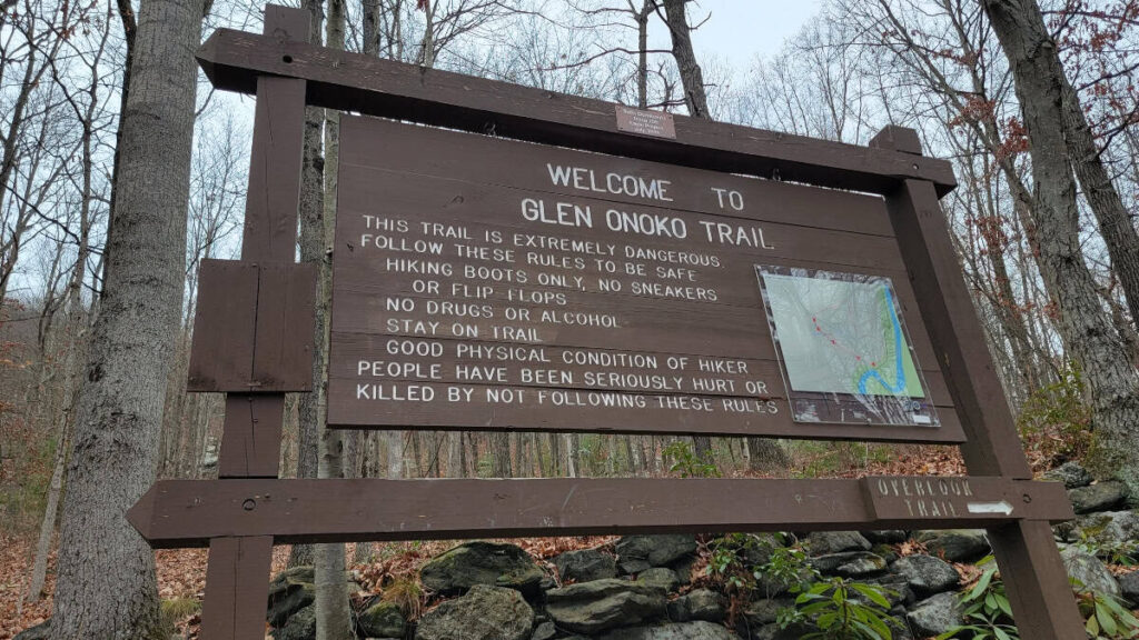 The sign at the Glen Onoko Trail in Lehigh Gorge State park