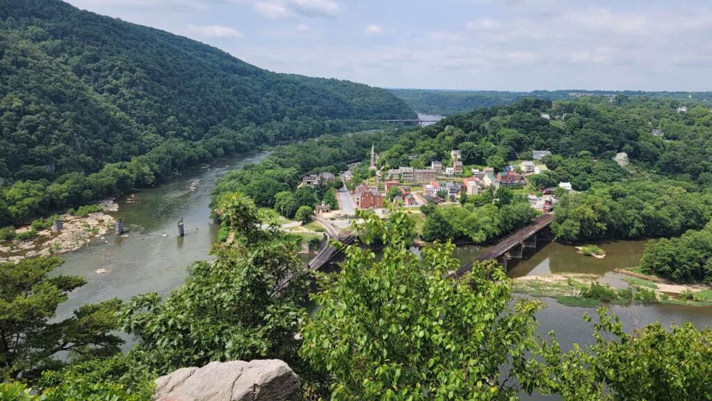 A view of Harpers Ferry and the Potomac and Shenandoah Rivers from Maryland Heights Overlook