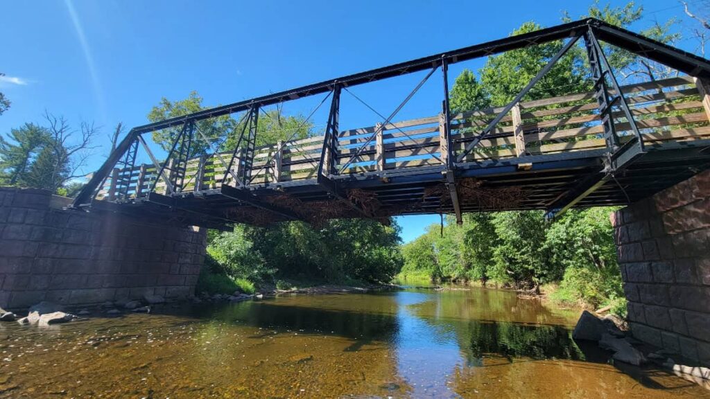 View of a pedestrian bridge crossing the Skippack Creek