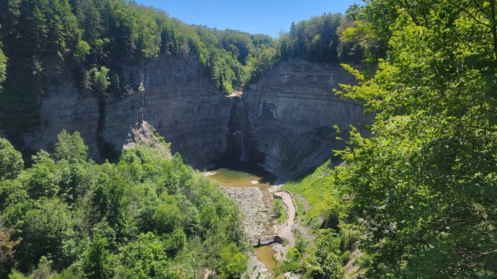 looking out towards Taughannock falls from the overlook