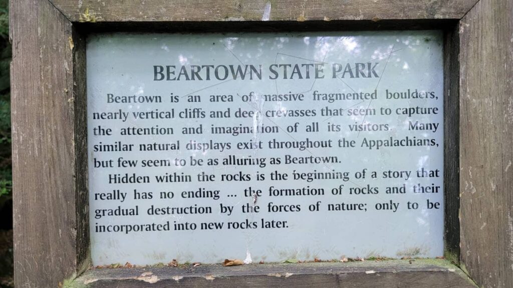 sign about Beartown State Park