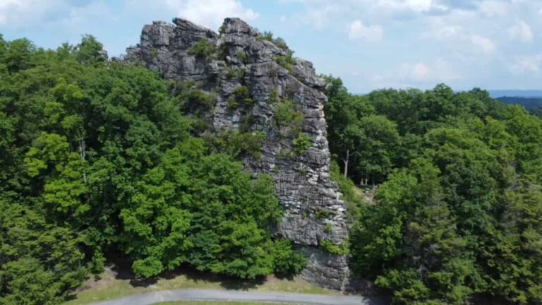 drone view of Pinnacle Rock