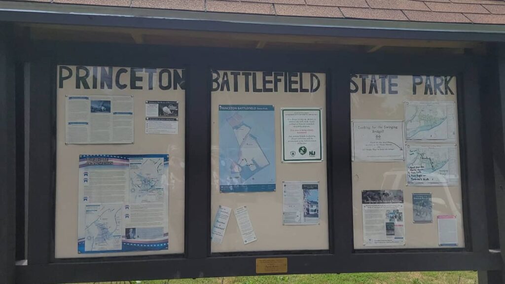 An informative sign at Princeton Battlefield State park