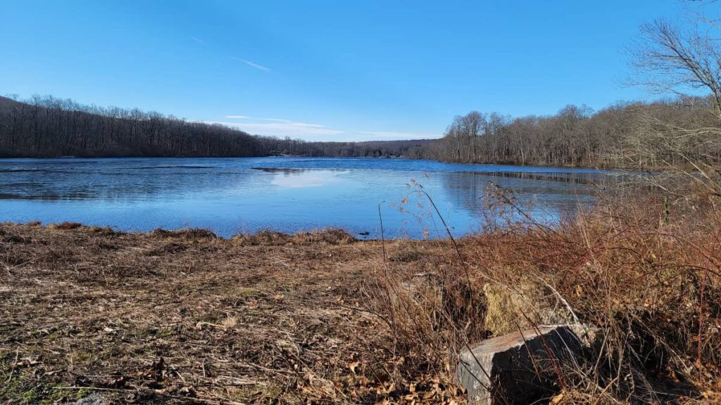 Looking out towards Hopewell Lake in the winter time