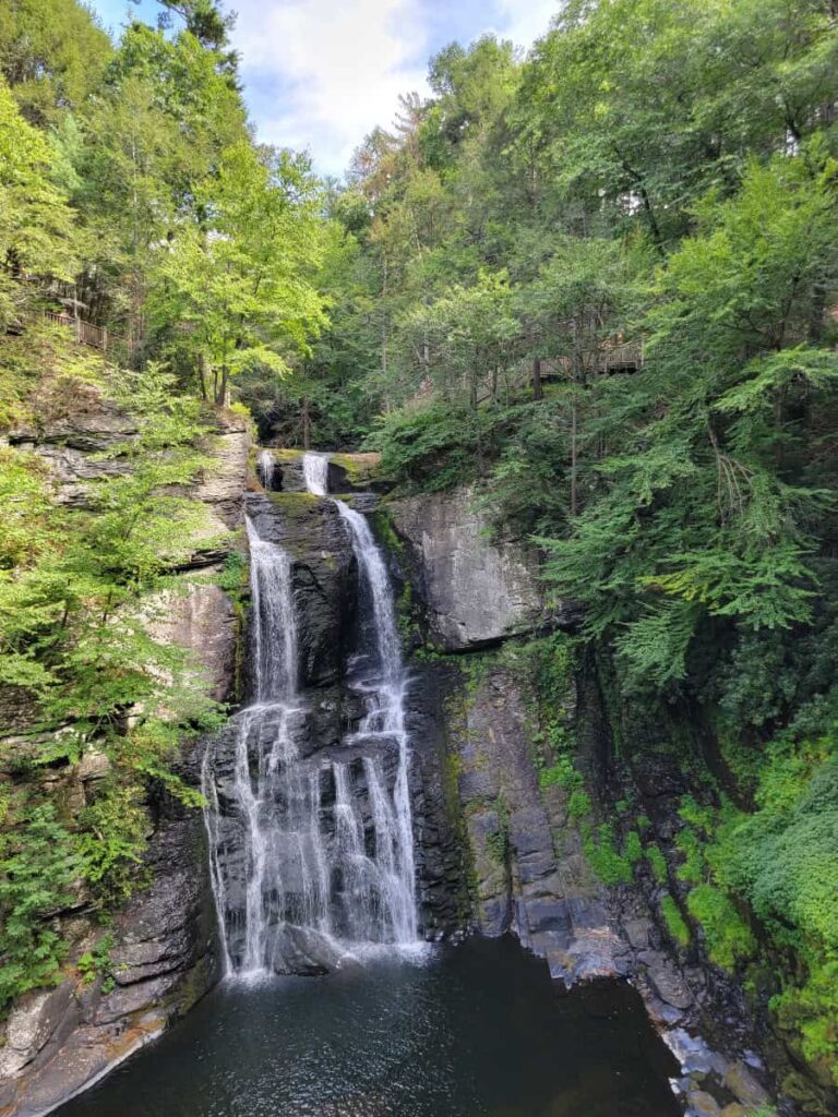 View of the 100-foot Main Falls at Bushkill Falls