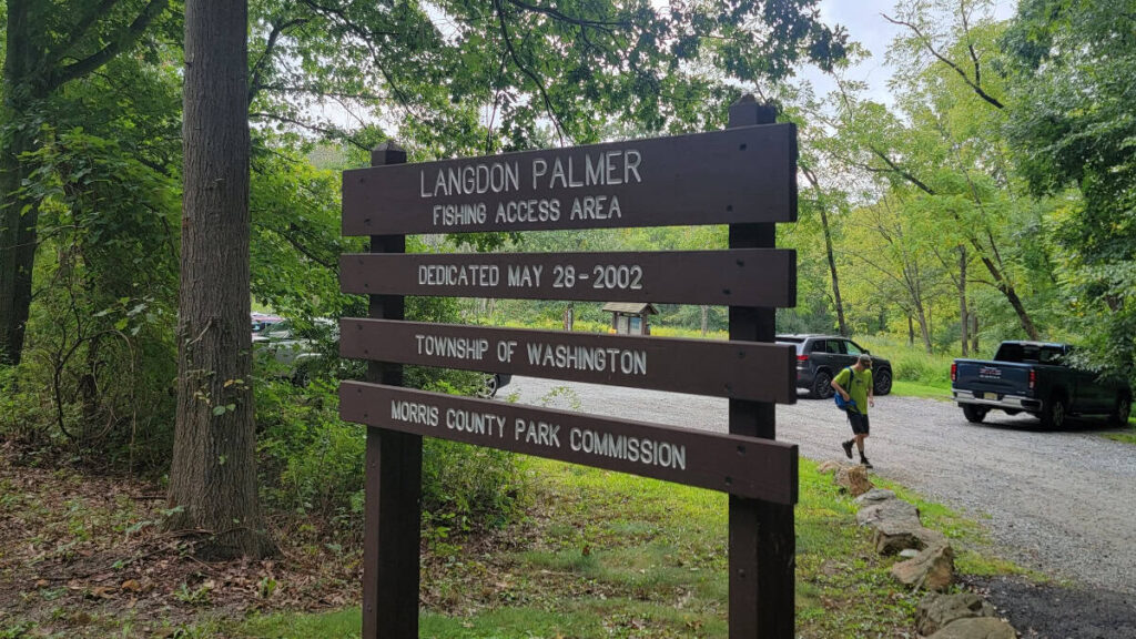 A wooden sign marks the Langdon Palmer parking area at Schooley's Mountain