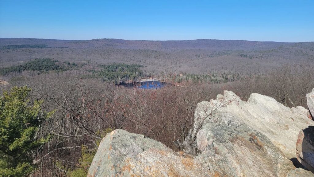 Looking out towards Laurel Lake at Pine Grove Furnace State Park from the Pole Steeple Vista