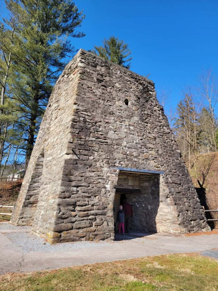 Looking at an old stone furnace