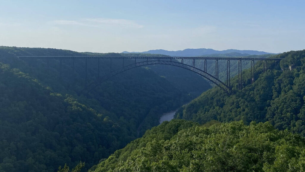 View of New River Gorge bridge from Long Point Trail