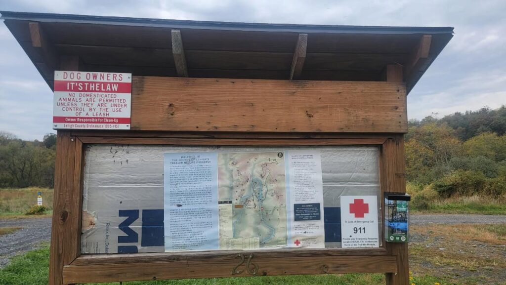 An informative sign sites at the Old Packing Road parking lot in Trexler